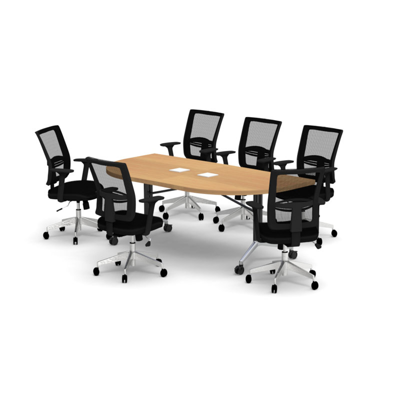 Rectangle 6 Person 80'' L Training Table and Chair Set with Casters, Beech