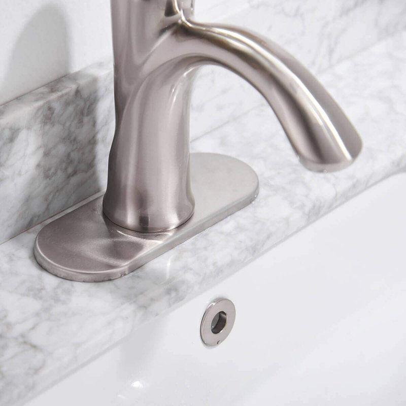 Robinet de lavabo de salle de bain monocommande à un trou en laiton, Nickel brossé
