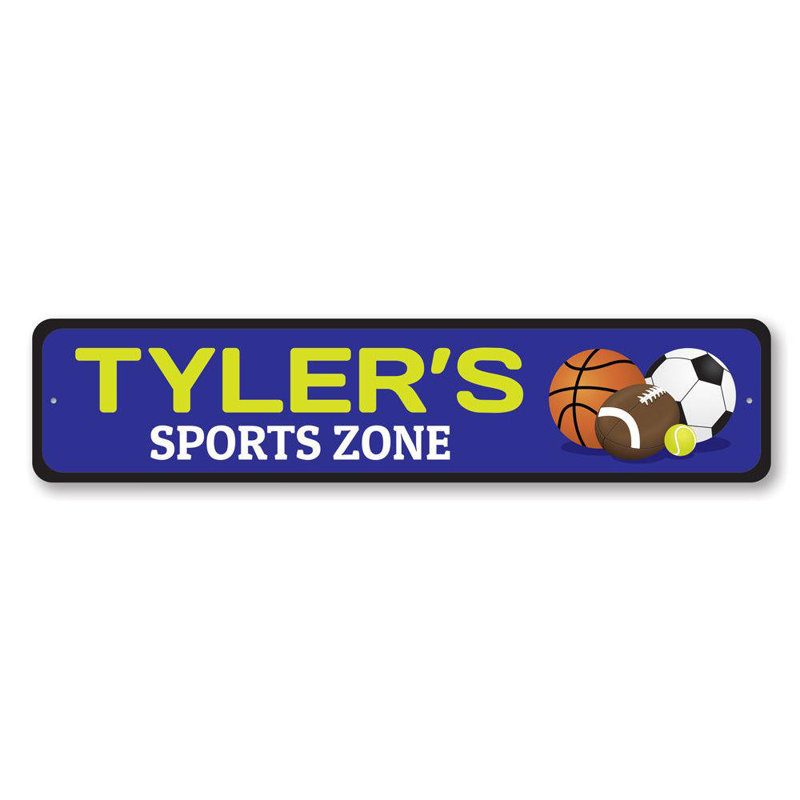 Plaque en aluminium Sports Zone, H 6 po x l 24 po x P 0,063 po