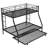Twin Over Full Bunk Bed With Stable Steel Frame, Size Trundle And Two Ladders, Black Color Metal Mechanical Feature, Ladders-171571751-171571755