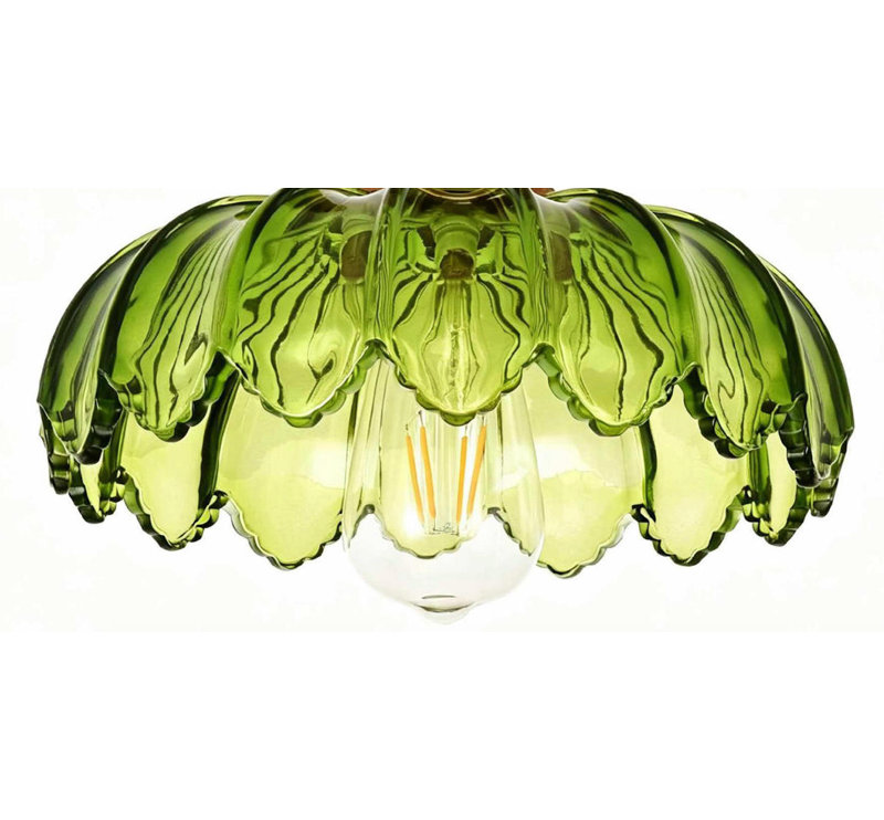 Abat-jour en verre floral vert, 5