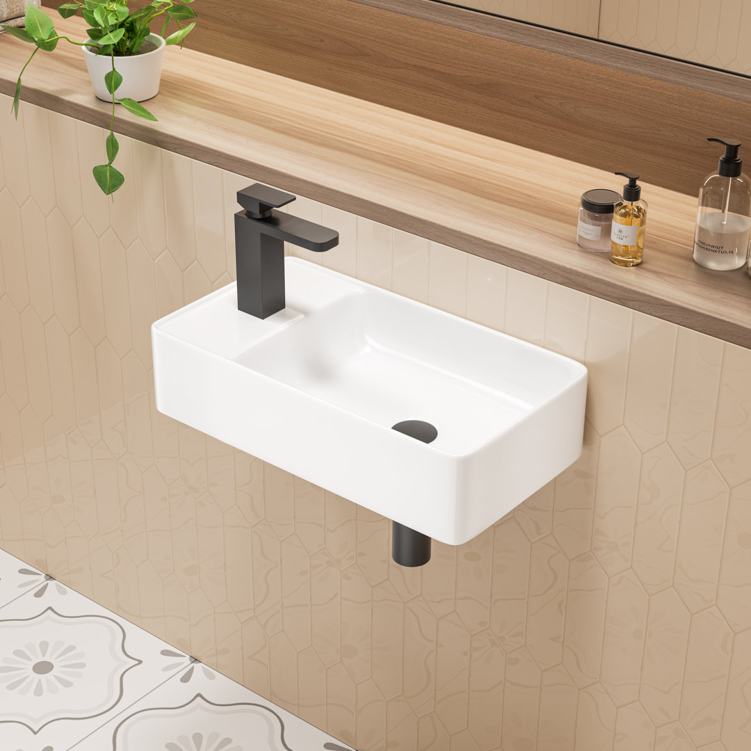 Turner 457 x 254mm Badezimmer-Waschbecken aus Keramik, weiß rechteckig Waschbecken