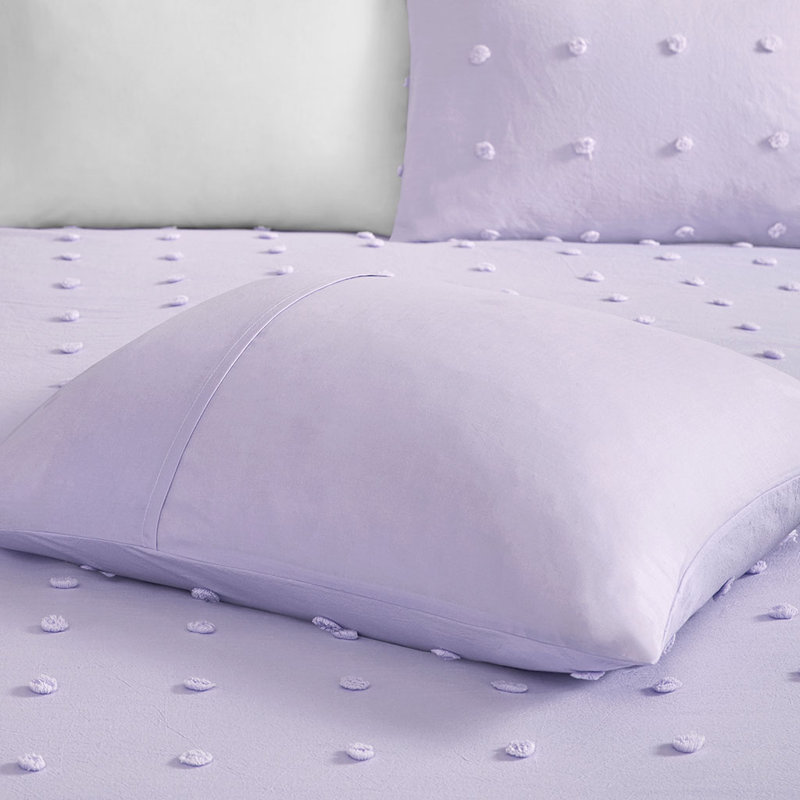 Ensemble d'édredon en coton , Édredon simple + 1 taie décorative + 2 coussins, Lavande