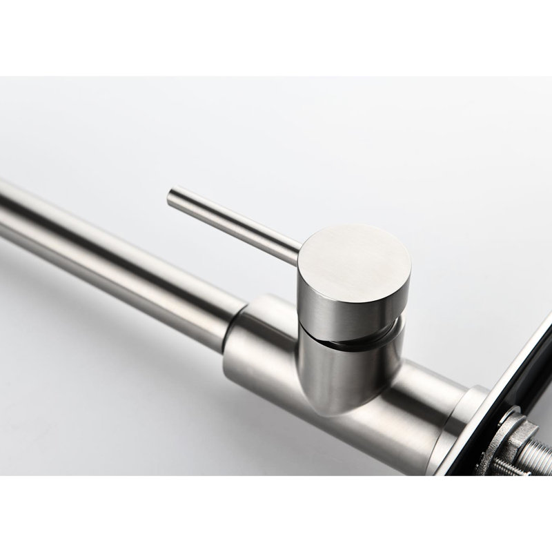Brushed Nickel Pull Down Kitchen Faucet, Stainless Steel Blended, 360 Rotatable Nozzle, Two Water Output Options, Simple Temperature And Flow Regulation United,