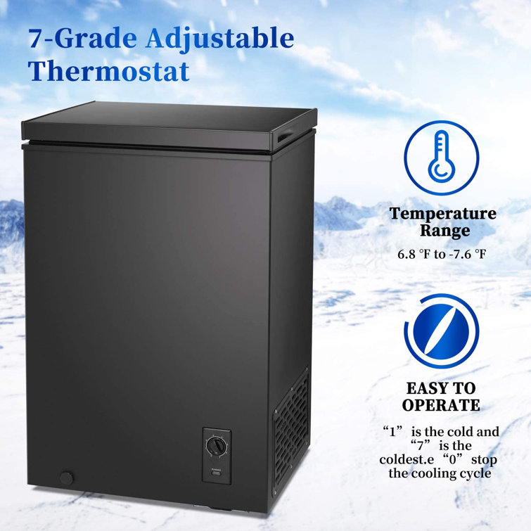 R.W.FLAME 2.7 Cubic Feet Cu. ft. Freestanding Garage Ready Freezer with 7 Adjustable Temperature Controls Finish/Color: Black D6880-BLACK-1