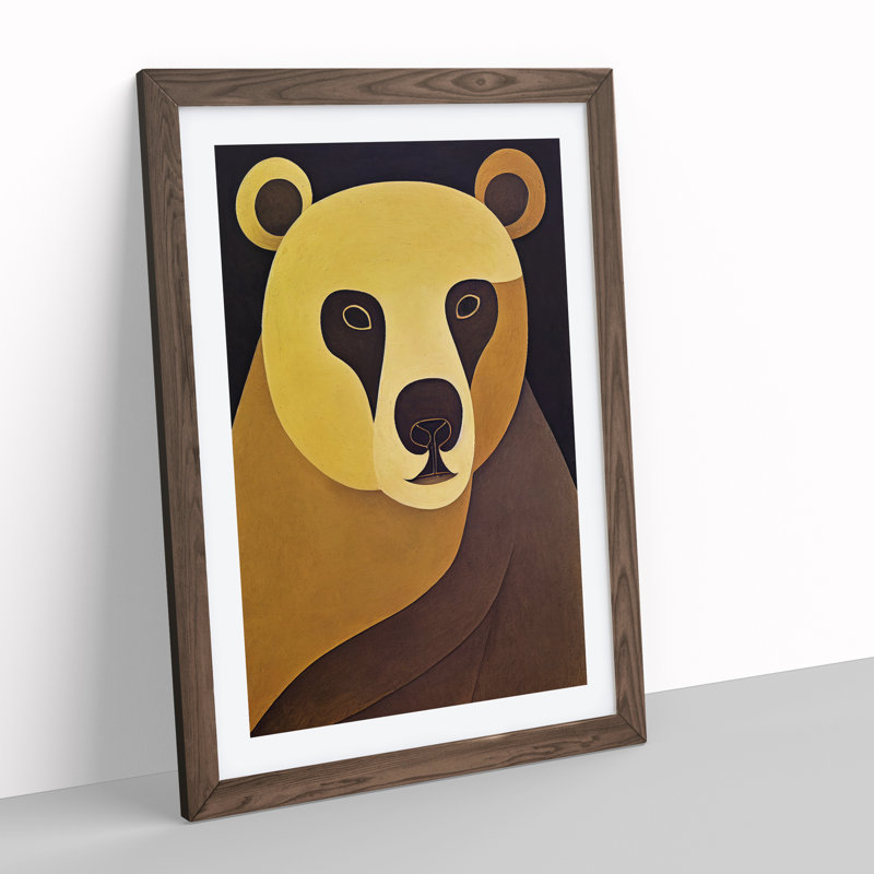 Traditional Bear No.1 Abstract - Wall Art, 48cm H x 36cm W, Walnut Picture Frame, White