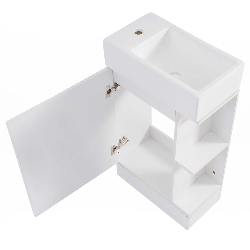 18.6" Bathroom Vanity With Sink, White