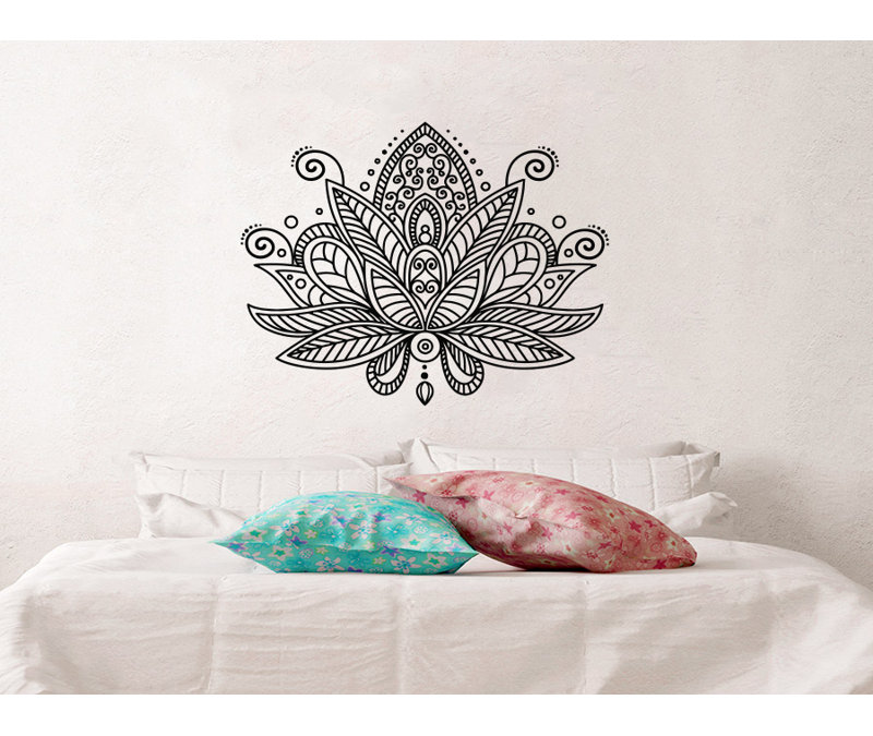 Décalcomanie murale fleur mandala lotus Estrella, Noir