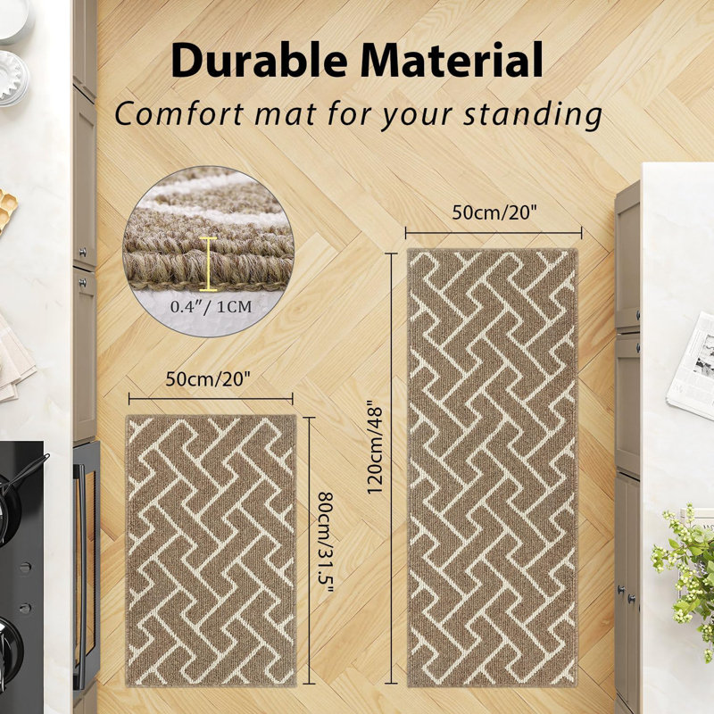 Ensembles de tapis de cuisine, tapis antidérapant 100% polypropylène 2 pièces, tapis de cuisine confortable, lavable pour la cuisine, l'évier, la lessive