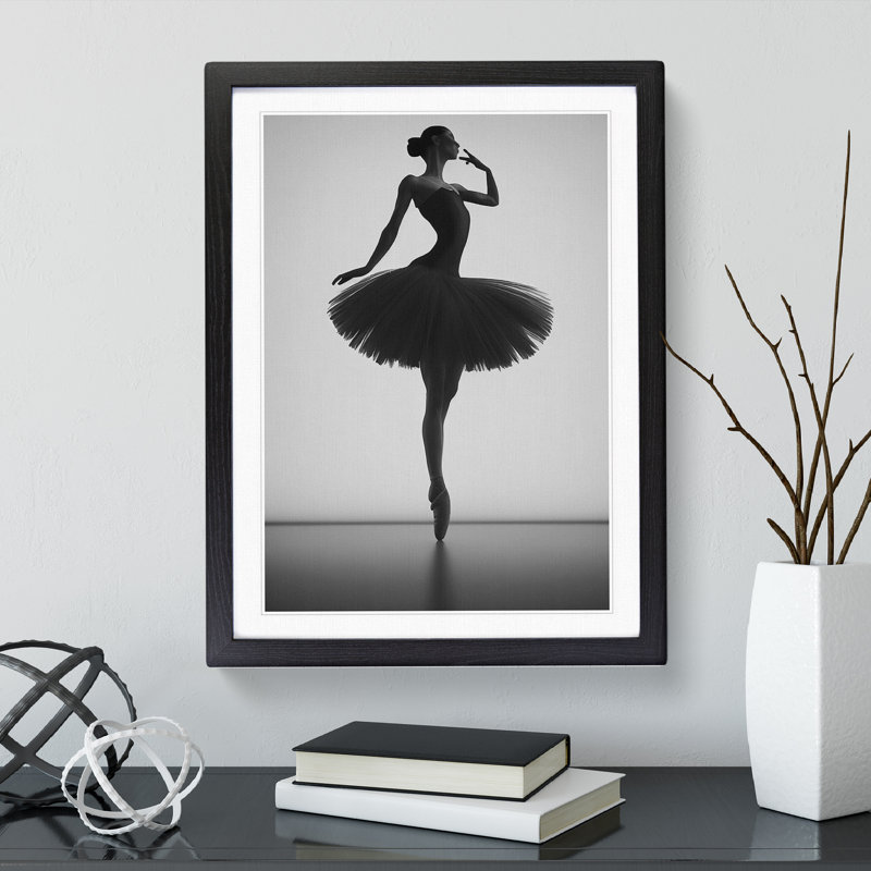 Monochrome Ballerina No.1 - Wall Art, Black Framed, 64cm H x 46cm W x 2cm D