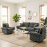 Modern Chenille Cloud Loveseat Sofa+Armchair 3-Piece Living Room Set