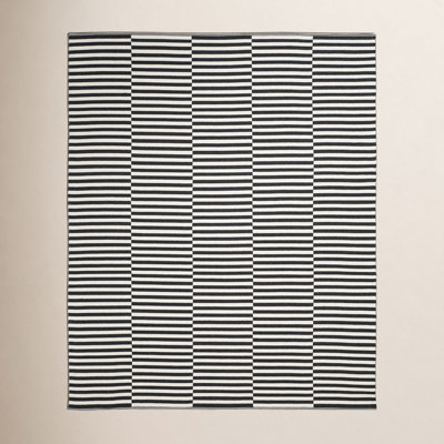 Ilona Striped Handmade Flatweave Cotton Ivory/Black Area Rug