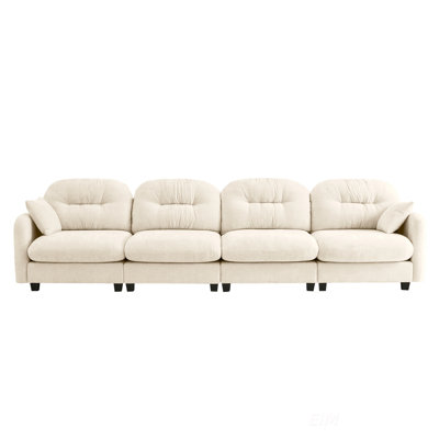 Four-Seater Modular Sectional Couch, Premium Chenille Fabric, 2 Throw Pillows, Tufted Cushion Backrest, Easy Install, Fits Bedrooms, Living Rooms, Reading Nooks