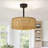 19.1" Farmhouse Remote Control Reversible Black Rattan Caged Downrod Mount Flush Mount Ceiling Fan With Lighting Kits For Living Room/Bedroom