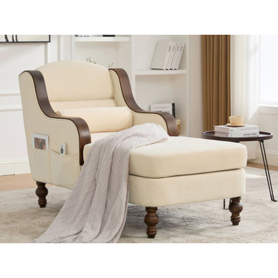 Chaise longue rembourrée avec poches latérales