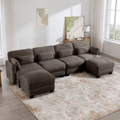 Canapé modulaire modulaire en U en chenille de 130 po avec 4 repose-pieds modulaires de 130 po