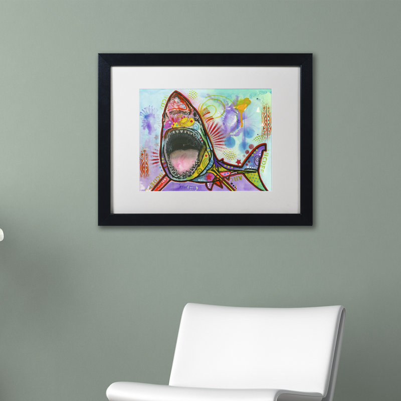 « shark 1 », reproduction d’art sur toile encadrée, H 16 po x l 20 po x P 0,5 po