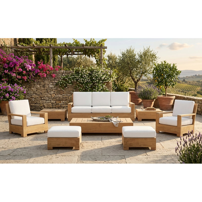 Leveb Outdoor 8 - Piece Teak Conversation Set