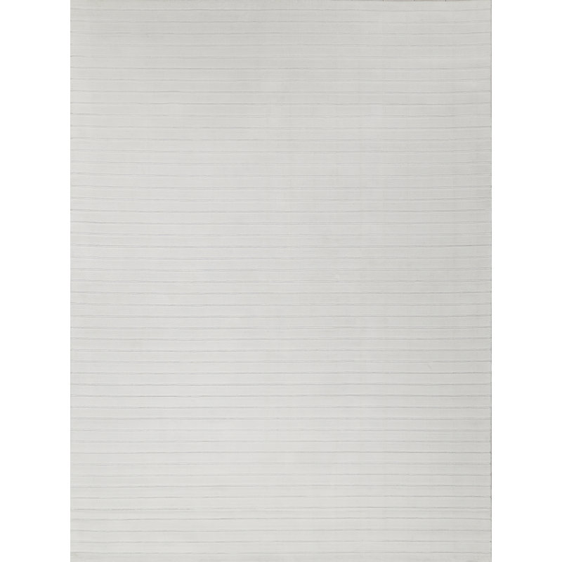 Amani Modern Handmade Silky Nylon, White Area Rug, Rectangle 6' x 9'
