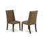 3 Piece Modern Dining Table Set Contains a Rectangle Wooden Table with Butterfly Leaf and 2 Brown Linen Fabric Parsons Chairs, Mahogany-109972819