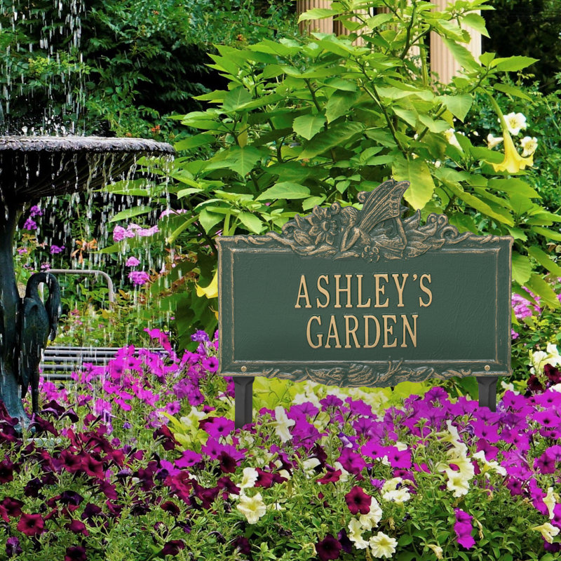 Fée, panneau de jardin personnalisé, Vert/doré, Oui