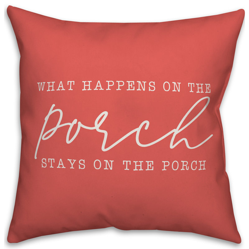 Textual Outdoor Throw Pillow, 18" x 18" , Coral