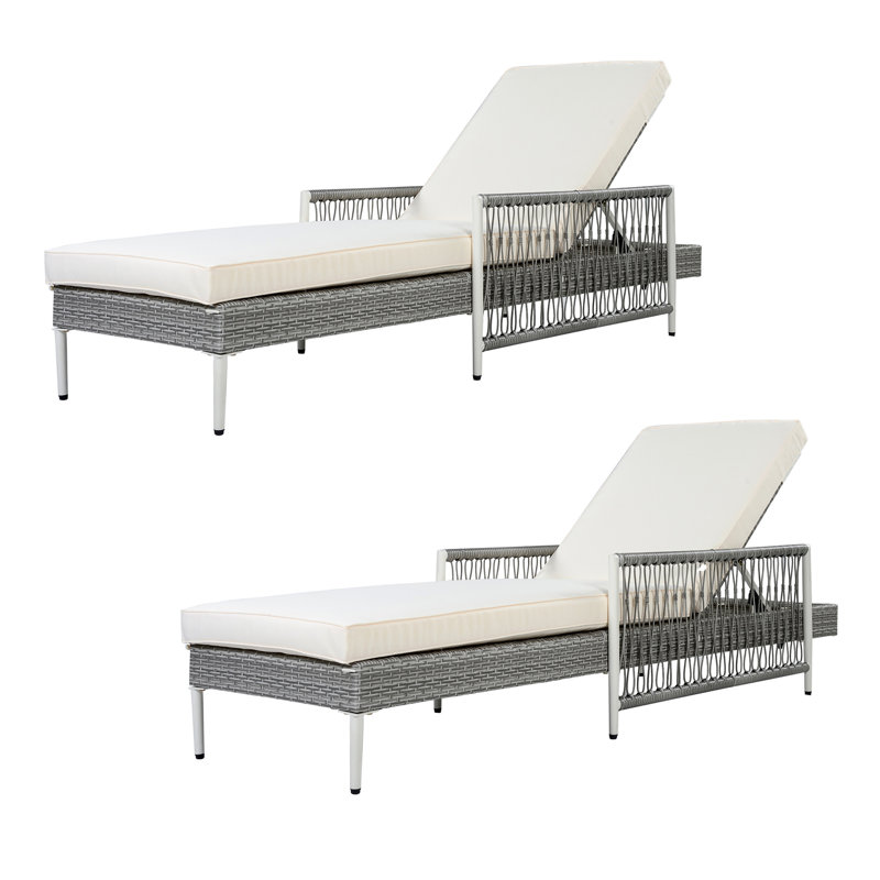 Chaise longue de patio ajustable, ensemble de piscine moderne en acier rotin Pe