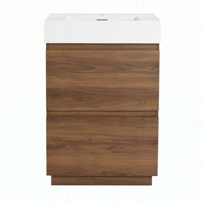 Meuble-lavabo moderne avec tiroir double et lavabo encastré, idéal pour les salles de bain élégantes