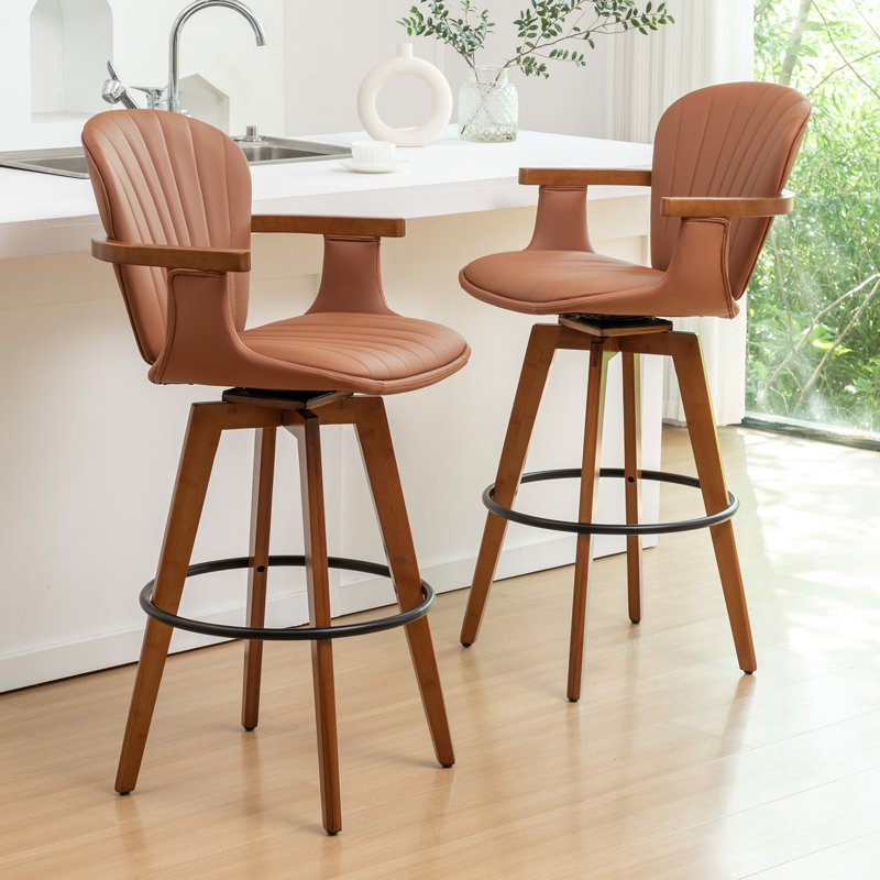 Kelsch Swivel Bar Stool, Brown, Bar Stool (76.2cm Seat Height)