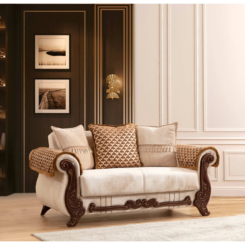 Causeuse en chenille de style traditionnel avec rangement caché et canapé-lit, parfaite pour les salons élégants