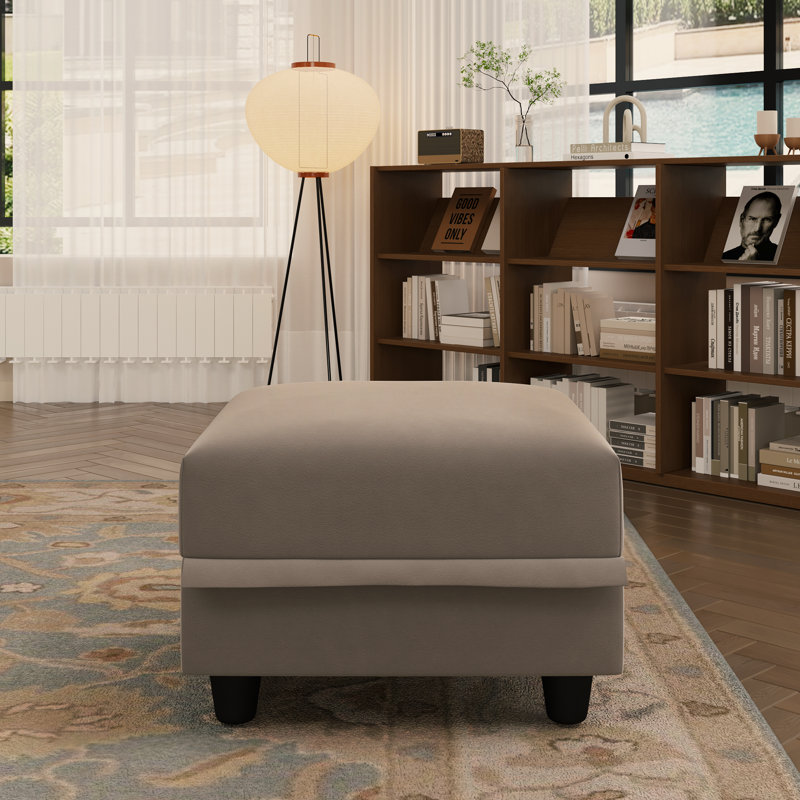 Repose-pieds de rangement en tissu Tomario, Brun