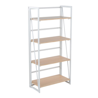 Bibliothèque contemporaine en métal peint blanc et bois naturel par Lumisource
