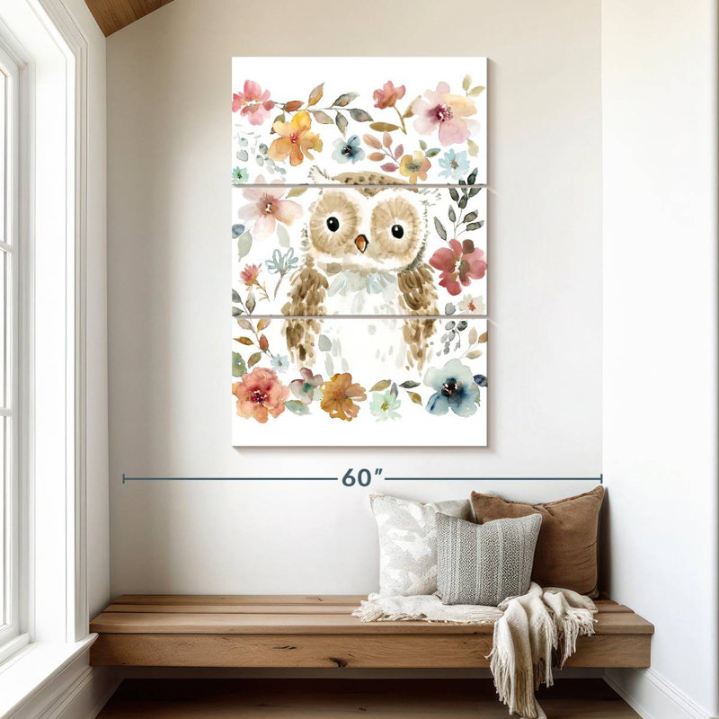 Flowers And Friends Owl, H 50 po x l 32 po