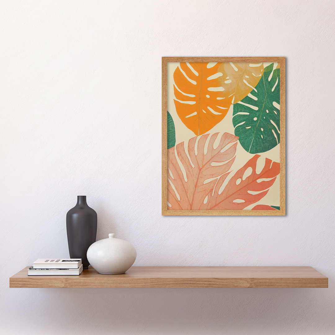 Pastel Monstera Leaves Botanical Artwork - Print