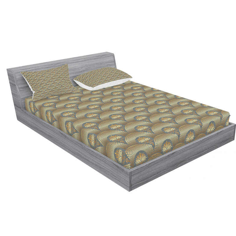 Microfiber Damask Sheet Set, Queen Sheet Set with Fitted Sheet