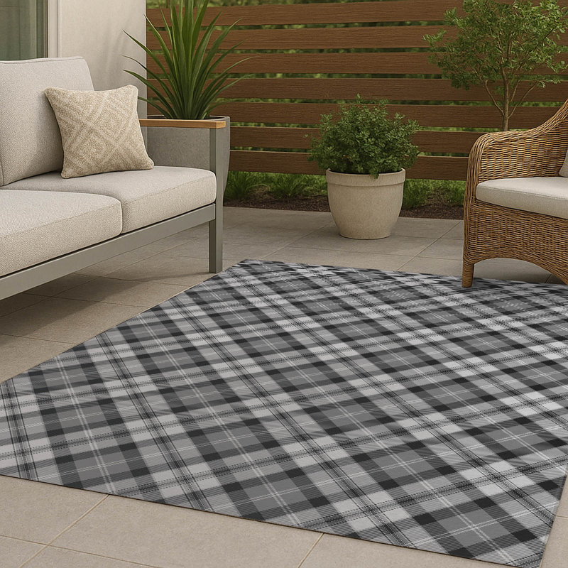 Tapis d'extérieur antidérapant à carreaux Anthony, Rectangle 5 pi x 7 pi