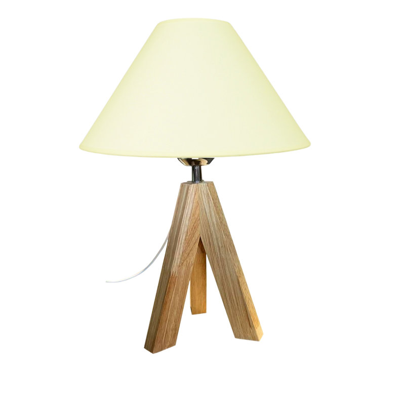 Rucki Wood Tripod Lamp, Beige