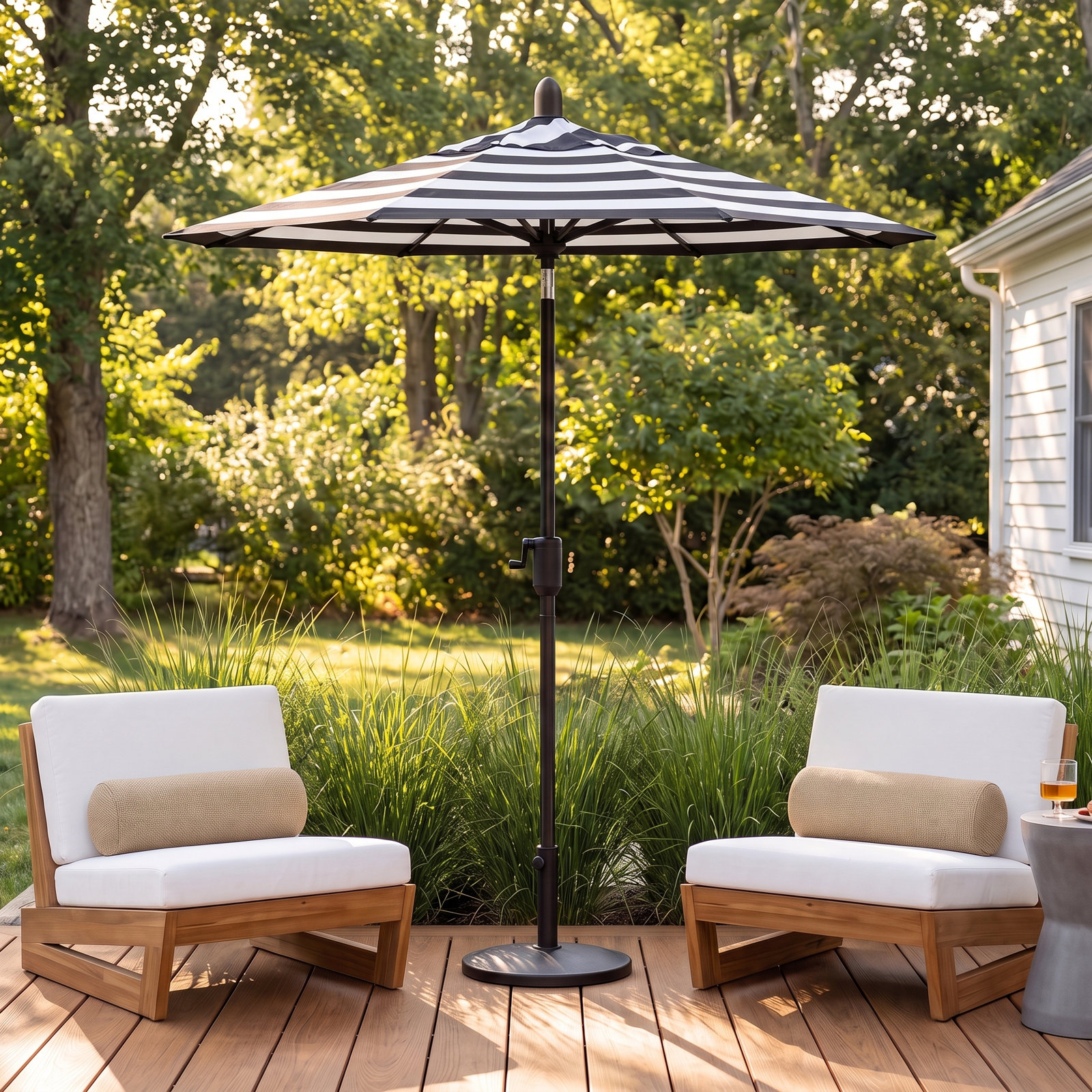 Natalie 6.2' Umbrella, Black Sapphire, Black Stripe