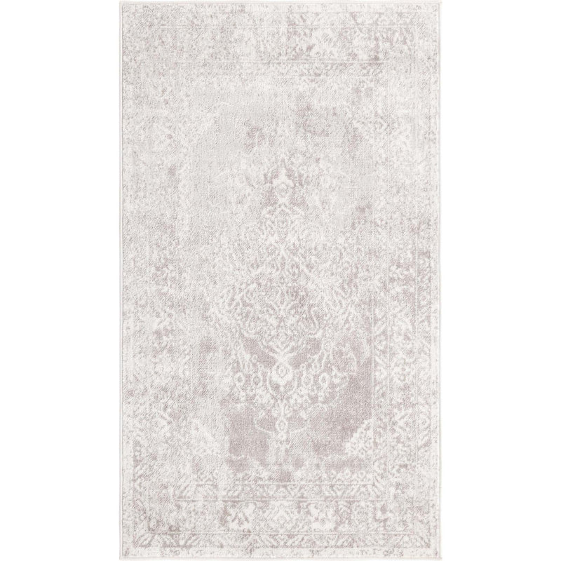 Audres Oriental Gray/Ivory Area Rug, Rectangle 3' x 5'3"