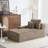 Upholstered Compression Light Brown Faux Rabbit Fur Flannel Modular Chaise Lounge with Pillows No Assembly Required-622505213