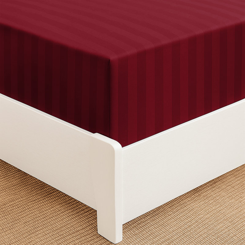 Tabbitha Striped Microfiber Standard Fitted Sheet, Burgundy, Super King (6')