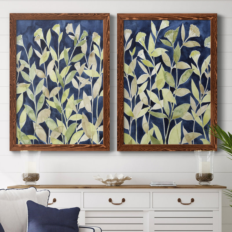 Indigo Blooming Night I, toile encadrée de qualité supérieure - prête à être accrochée, H 24 po x l 36 po x P 1,5 po
