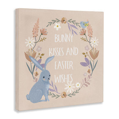 «Bunny Kisses Christmas Wishes», art mural sur toile par Nina Blue