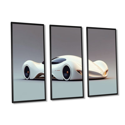 «Visionary Sports Car Design» en noir et blanc I - reproduction de 3 pièces sur toile