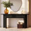 Console OMCHOM de 63 po avec 2 tiroirs, tables d'entrée cannelées avec rangement, table de canapé robuste derrière le canapé, tables de couloir de style Mid-Century pour vestibule, couloir, salon