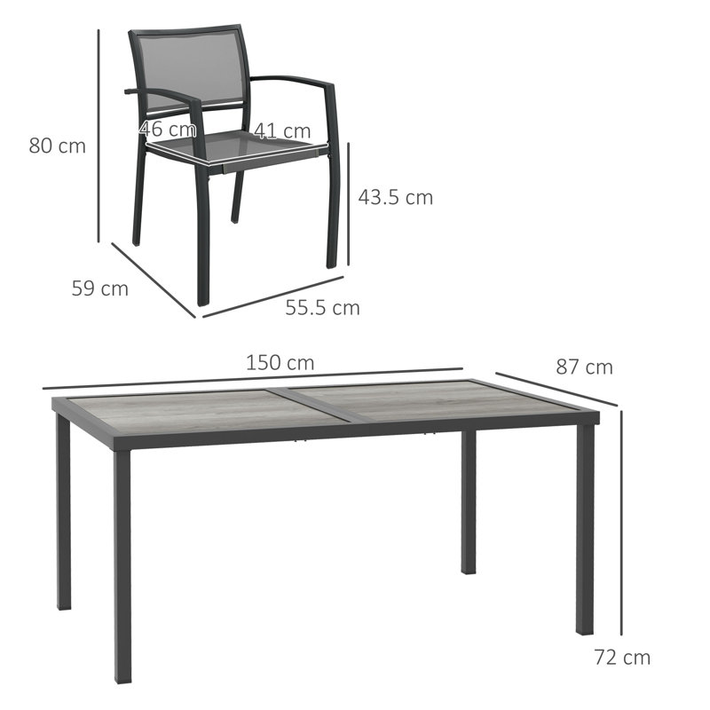 Steel Patio Dining Set Table,