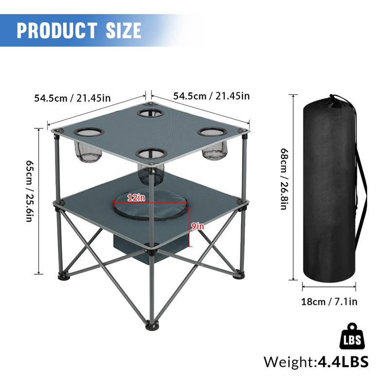 Table de pique-nique portable pliante, Gris