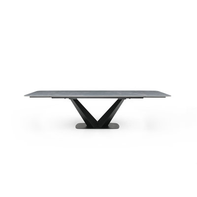 Contemporary Extendable Dining Table with V-Base