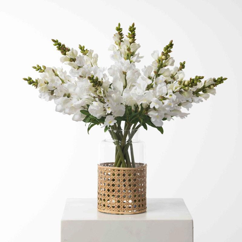 Arrangement d'illusion d'eau de source quotidienne en osier blanc Real Touch Snapdragons