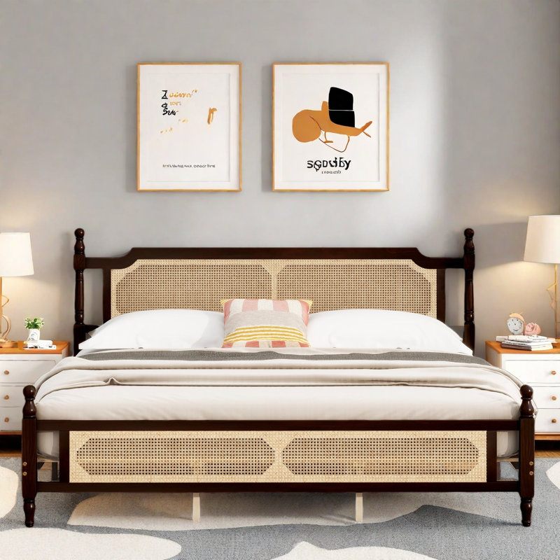 Tête de lit avec rangement sous le lit, Espresso, Grand lit